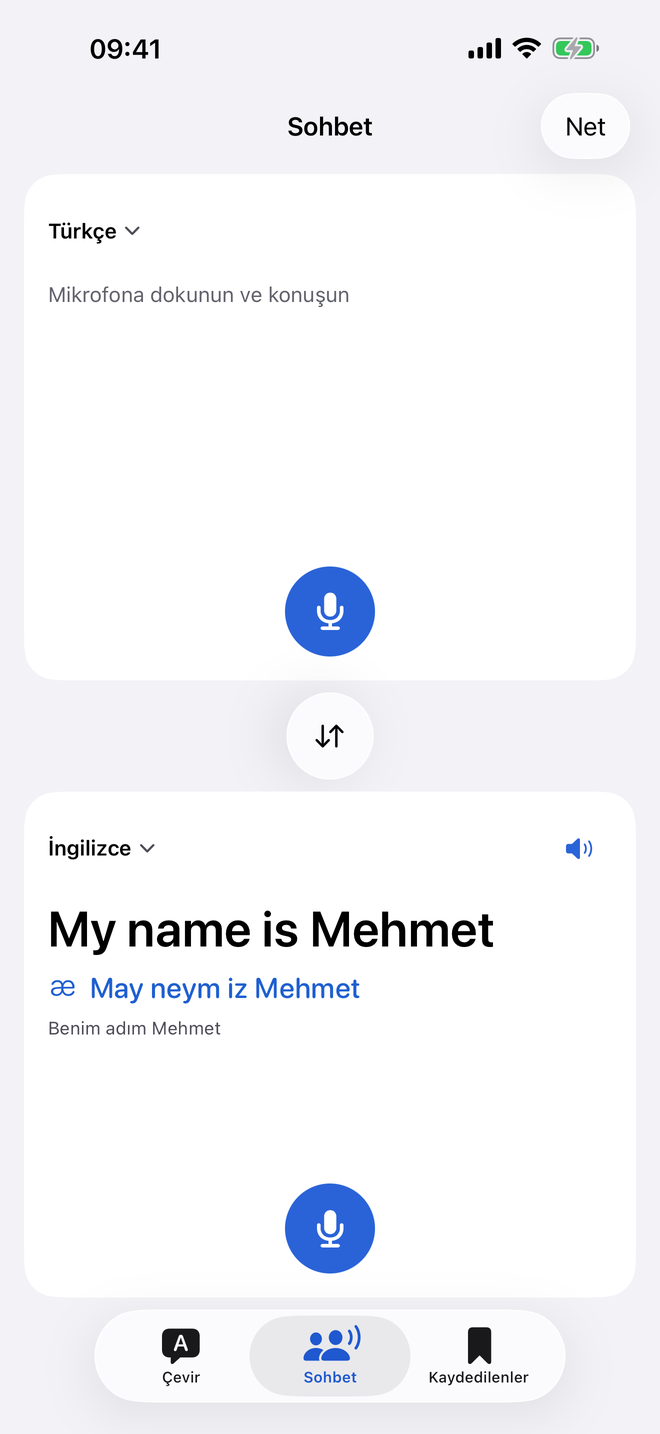 Conversation mode with two panels